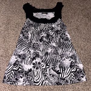 Y2K grunge zebra floral halter tank top with ruffles